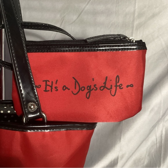 Lulu by Lulu Guinness It’s a Dog’s Life Red & Black Tote Bag - Picture 3 of 14
